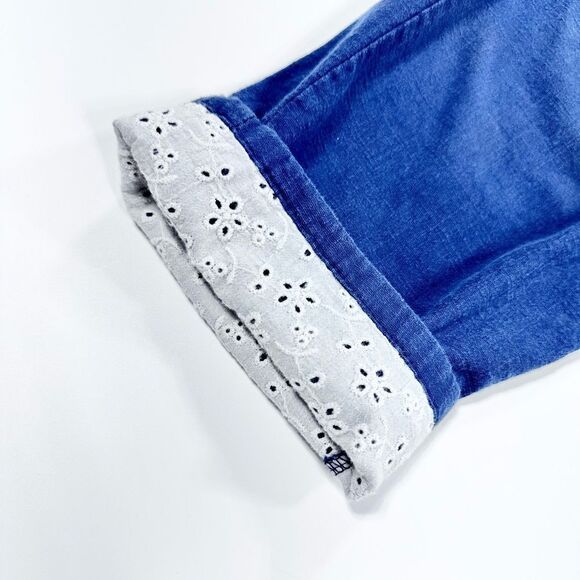 Nais cotton linen elastic waist cropped paint with lace cuff S - Picture 7 of 10